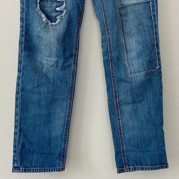 American Eagle Tomgirl Distressed Patchwork Straight leg Jeans grunge skater 6 - Picture 5 of 14